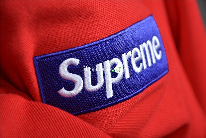 Supreme Red Hoodie With Blue Box Logo